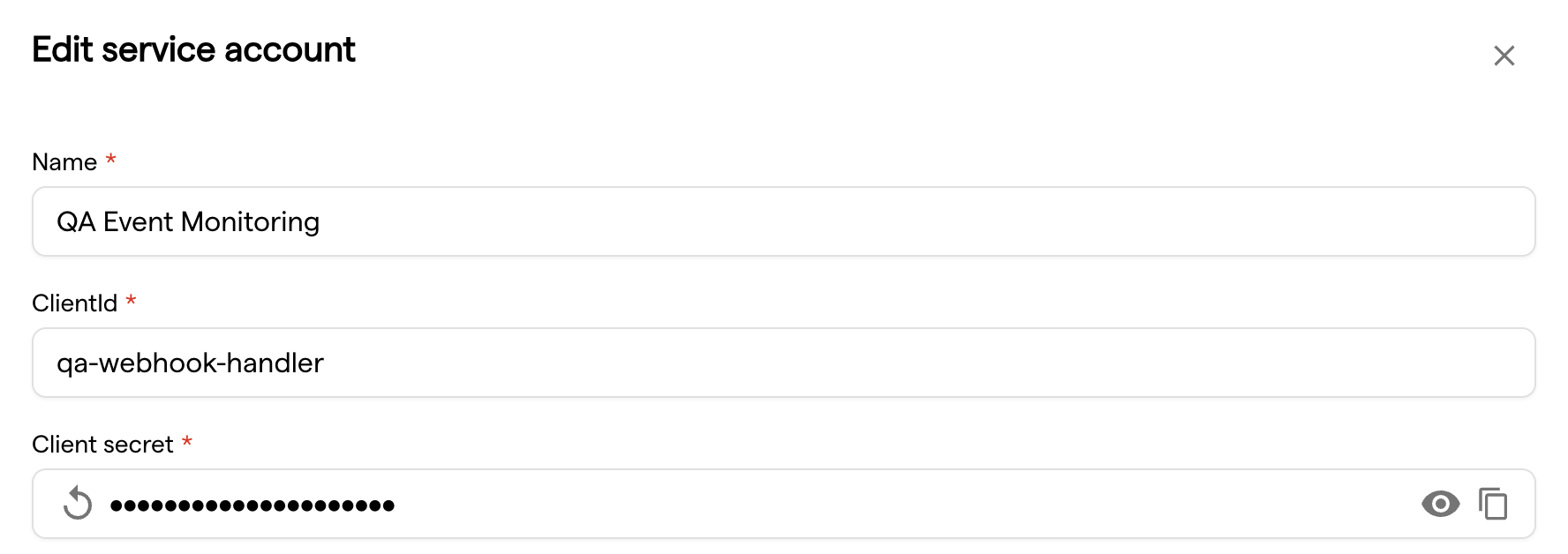Edit Service Account